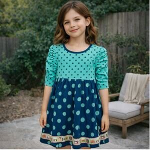 Matilda Jane Teal Ruched Sleeve Polka Dot Knit Dress 4